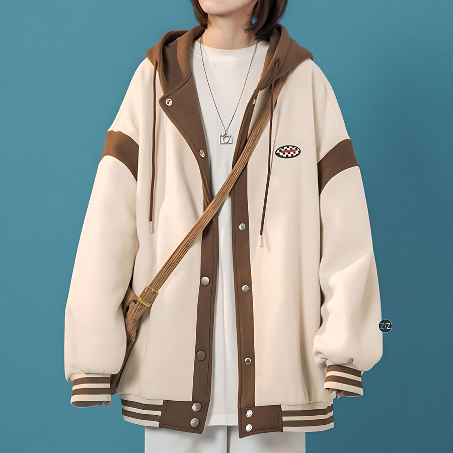 Áo khoác Nữ form rộng free size - Youthful Oversized Jacket in Beige- V2