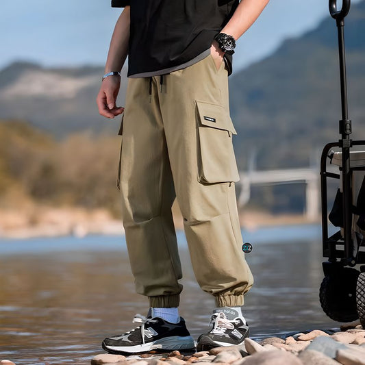 Quần Jogger túi hộp nam nữ dáng rộng, màu be phong cách streetwear, thích hợp mặc đi chơi, du lịch, đi học, dạo phố, đi làm