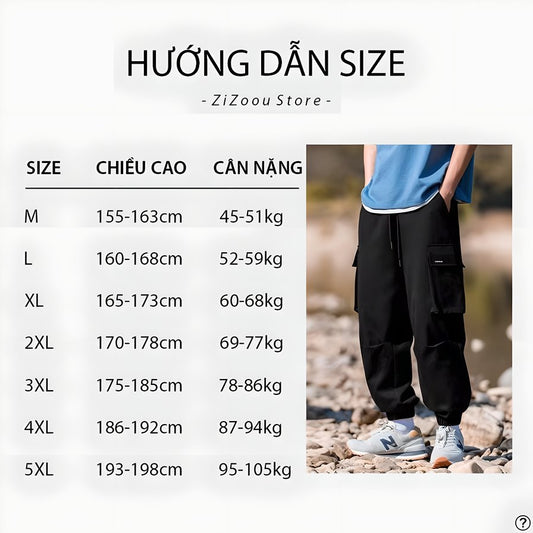 Hướng dẫn chọn size quần túi hộp cho nam nữ theo chiều cao và cân nặng,  giúp chọn đúng form quần phù hợp với dáng người