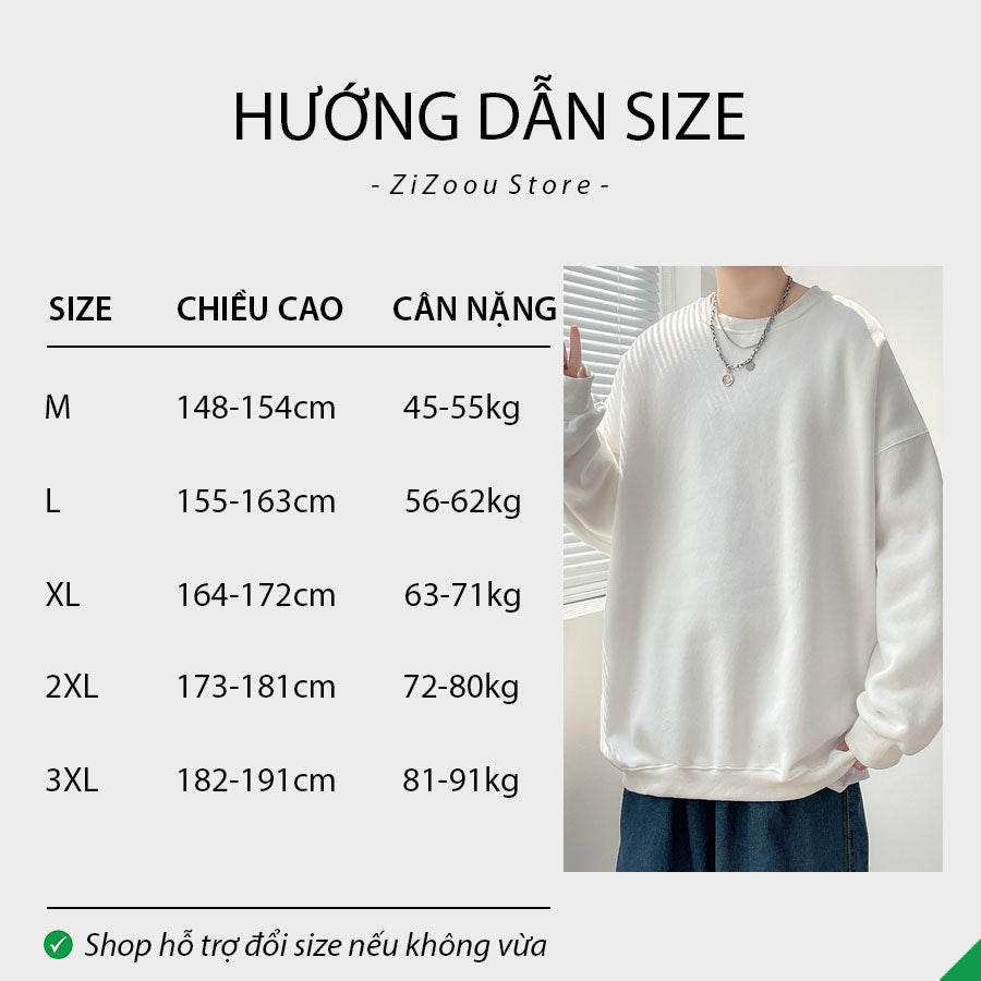 Áo Sweater form rộng trơn Nam Nữ Unisex - Basic Oversize Sweater in White