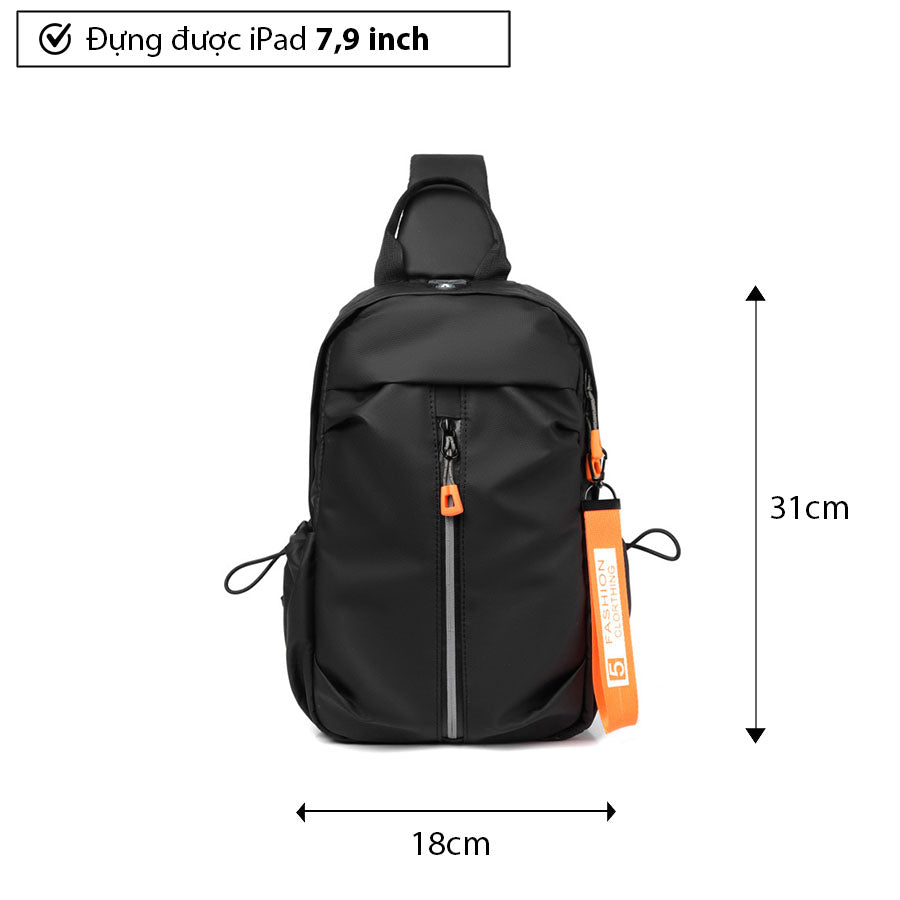 Túi vải đeo chéo Nam Nữ, Balo đeo chéo, chống nước - Convenient Sling Pack Model in Black - V2