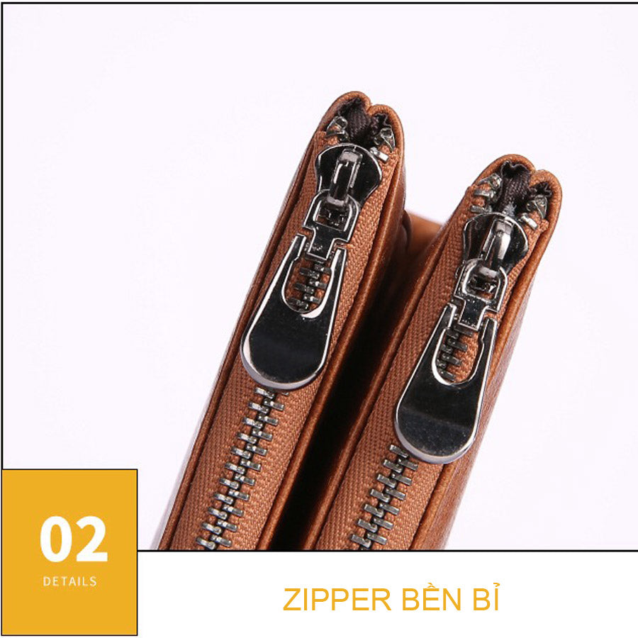 Ví đứng Nam Nữ cầm tay - European Style [Classic Slim Design] - Brown Version - ZiZoou Store - Streetwear