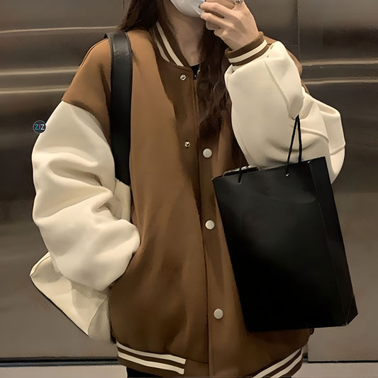 Áo khoác Nam Nữ Bomber form rộng - Blank Oversize Bomber in Brown