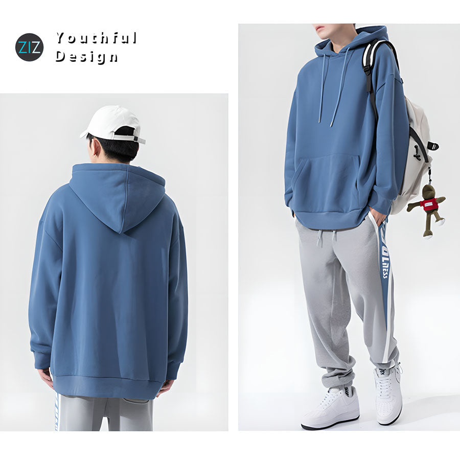 Áo hoodie nỉ da cá, form rộng unisex, kiểu dáng trơn dễ mặc với mọi phong cách, phối đồ hợp với quần jogger và giày sneaker