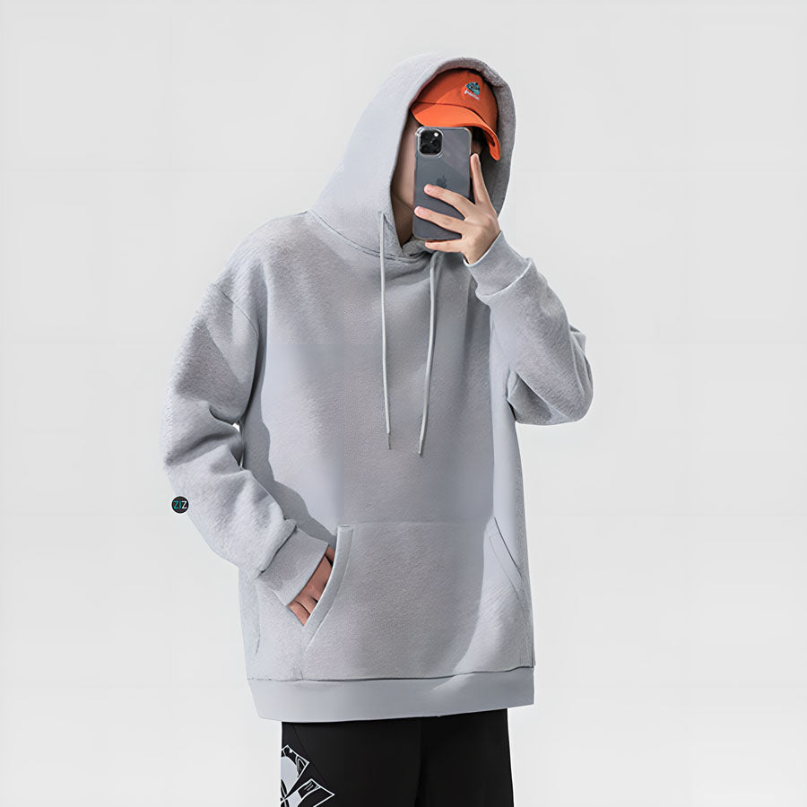 Áo Hoodie Nam Nữ trơn form rộng - Basic Casual Hoodie in Grey