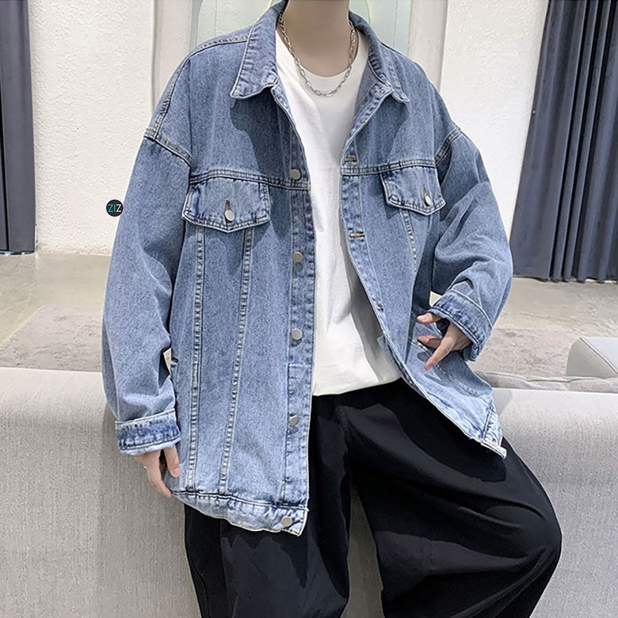 Áo Jean Nam Nữ form rộng đẹp - Modern Lifestyle Jean Jacket in Blue - V2