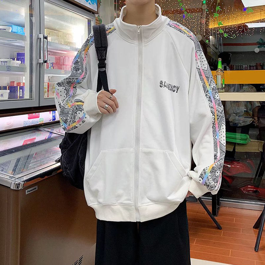 Áo khoác Nam Nữ đẹp form rộng viền cá tính - Casual Sport Loose Jacket in White