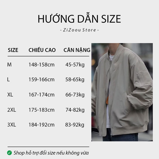 Áo khoác nam nữ trơn basic form rộng - Vintage Retro Design Jacket in White-Grey