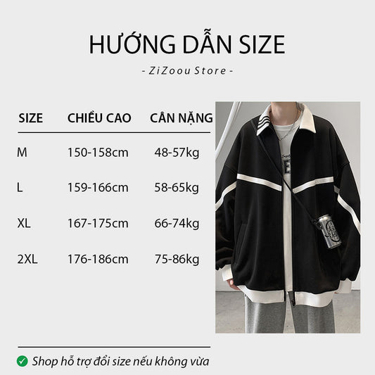 Áo khoác Nam Nữ đẹp form rộng kẻ sọc ngang - Horizontal Line Jacket in Black