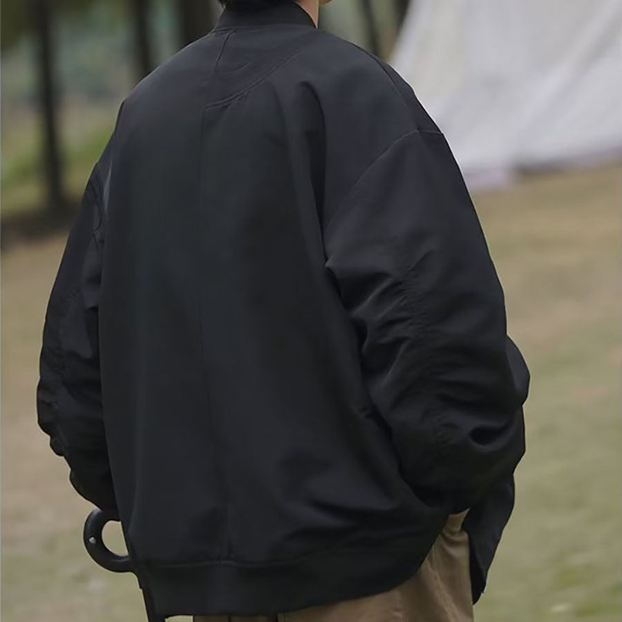 Áo khoác nam nữ trơn basic form rộng - Vintage Retro Design Jacket in Black