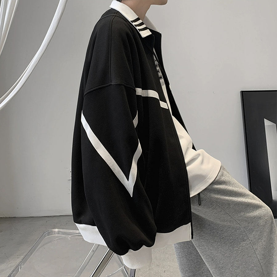 Áo khoác Nam Nữ đẹp form rộng kẻ sọc ngang - Horizontal Line Jacket in Black