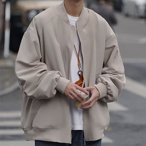 Áo Jacket đẹp Nam Nữ form rộng oversize màu xám trung tính, thiết kế unisex phù hợp phong cách streetwear, vải dù cao cấp