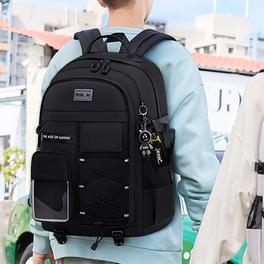 Balo Nam Nữ thời trang cao cấp, hộp vuông multibox, chống sốc, chống nước [Màu đen] - City StreetStyle Backpack V4 in Black