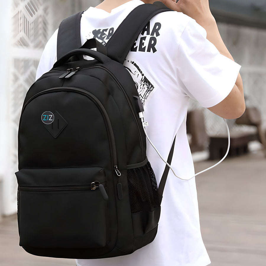 Balo basic Nam Nữ du lịch đi học đi làm, chống nước, chống sốc - Plain Multi-Section Zip Backpack