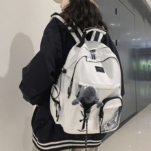 Balo chất Nam Nữ thời trang, có ngăn trong suốt, chống sốc, chống nước [Màu trắng] - City StreetStyle Backpack V3 in White