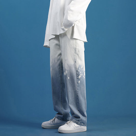 Quần Baggy Nam Nữ ống rộng 2 màu - Japanese Art Baggy Denim in Blue White