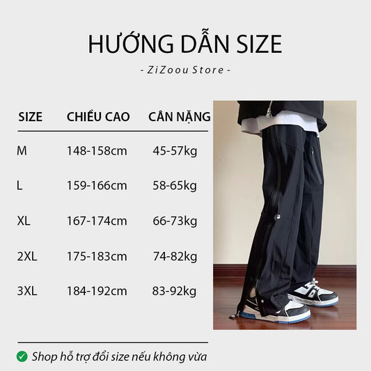 Quần Nam Nữ ống suông đẹp cá tính - Side Zipper Street Pants