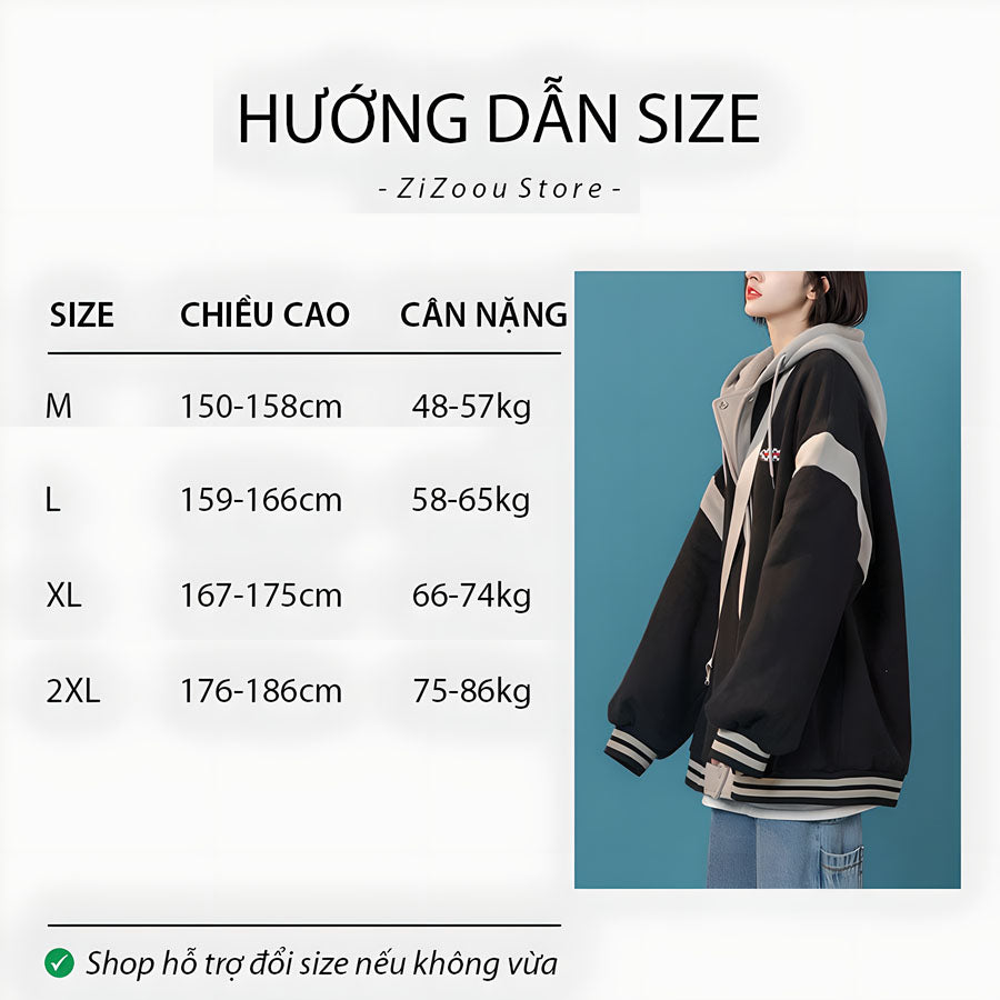 Hướng dẫn chọn size cho áo khoác nữ form rộng rãi, màu đen xám hiện đại, chất liệu mềm mại, phong cách thời trang đường phố