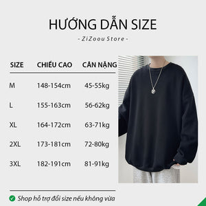 Bảng chọn size áo sweater form rộng nam nữ theo chiều cao và cân nặng chuẩn, hướng dẫn chọn đúng size phù hợp với dáng người