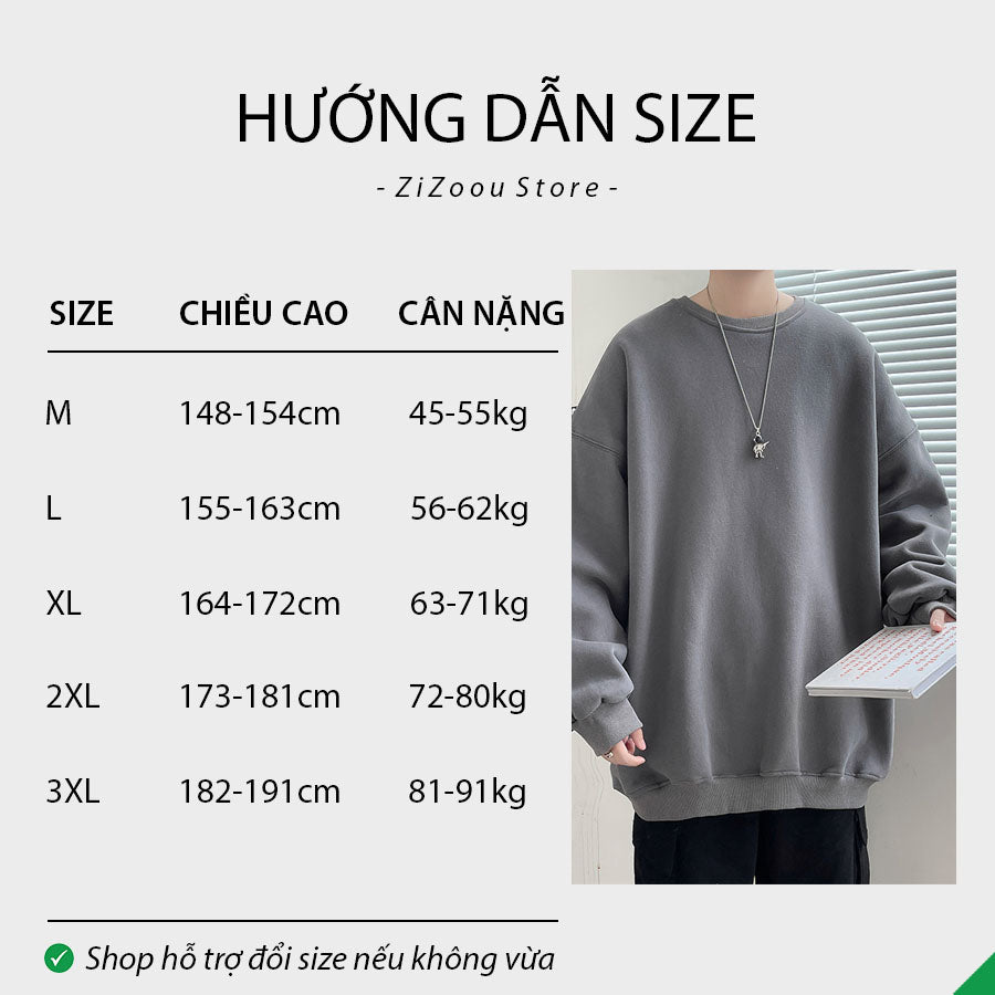 Áo Sweater form rộng trơn Nam Nữ Unisex - Basic Oversize Sweater Dark Grey