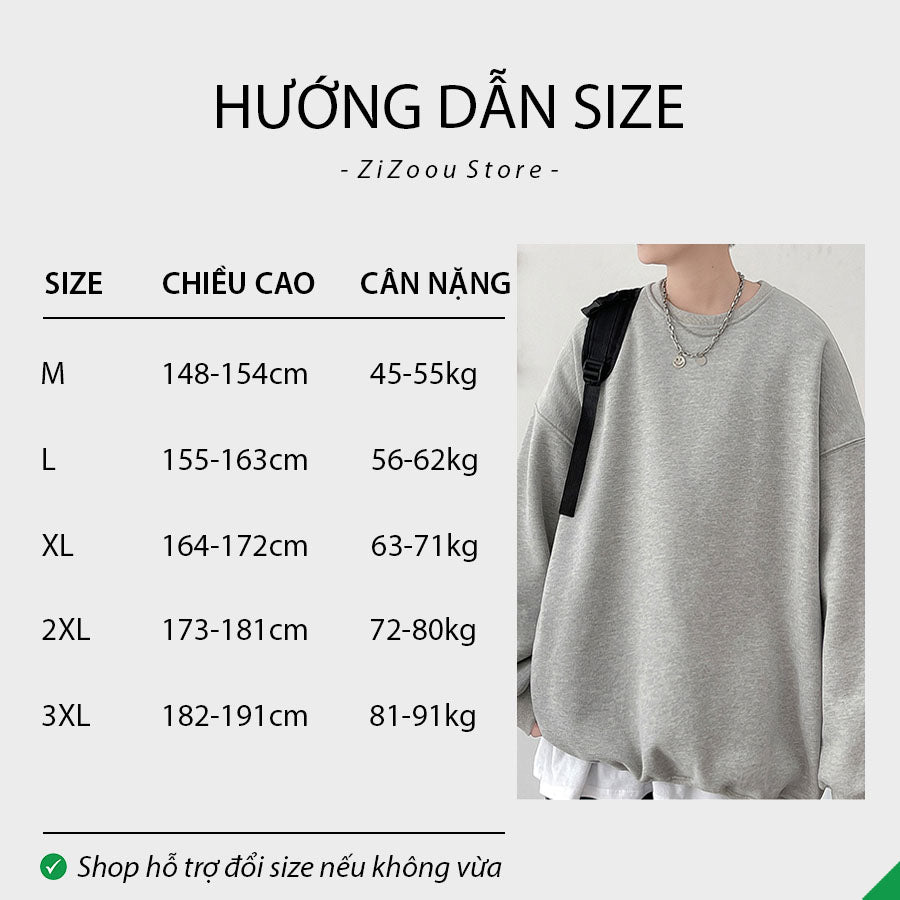 Áo Sweater form rộng trơn Nam Nữ Unisex - Basic Oversize Sweater Light Grey