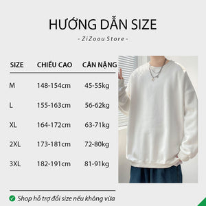 Áo Sweater form rộng trơn Nam Nữ Unisex - Basic Oversize Sweater in White