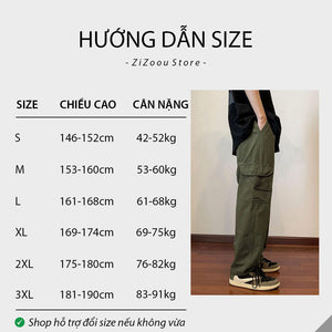 Bảng size quần kaki ống rộng túi hộp của nam và nữ, hướng dẫn chọn theo chiều cao và cân nặng phù hợp với từng dáng người