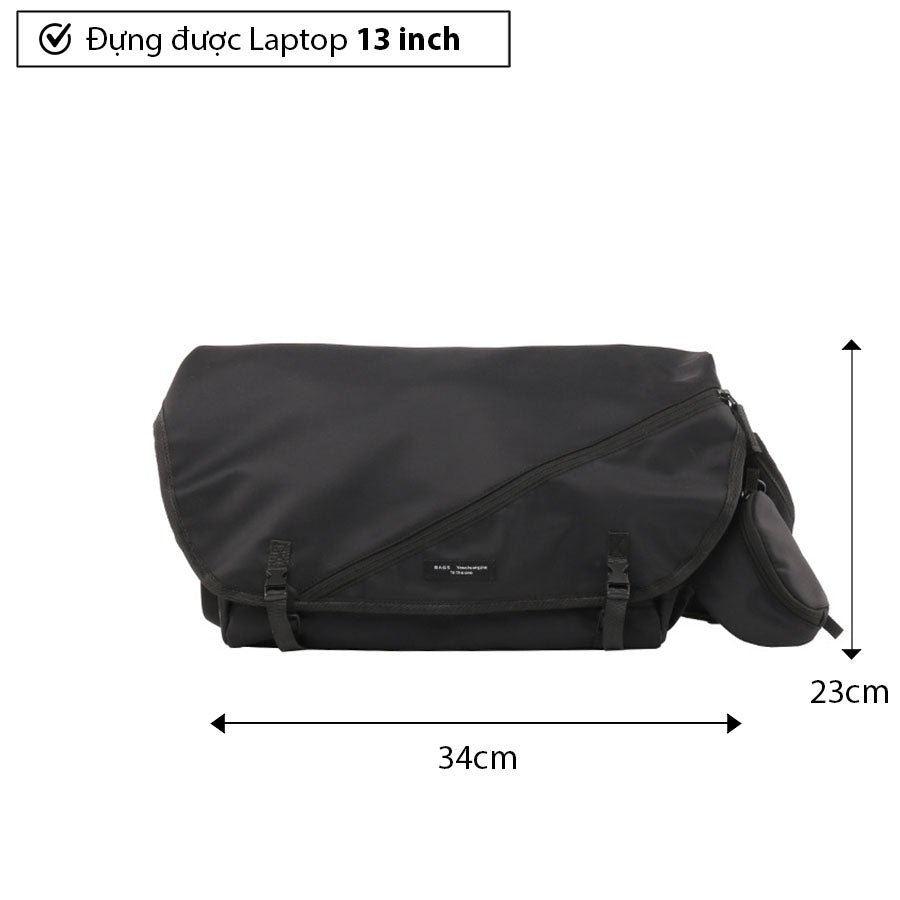 Túi đeo chéo bền đẹp, chất liệu nylon, đựng laptop sách vở A4, thiết kế phong cách đường phố năng động, mang đi học đi làm