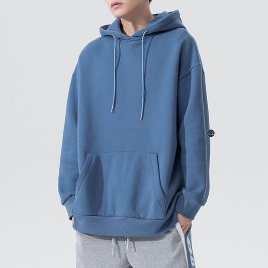 Áo khoác Hoodie Nam Nữ form rộng nỉ trơn xanh dương, có mũ trùm và túi trước tiện lợi, phong cách unisex năng động trẻ trung