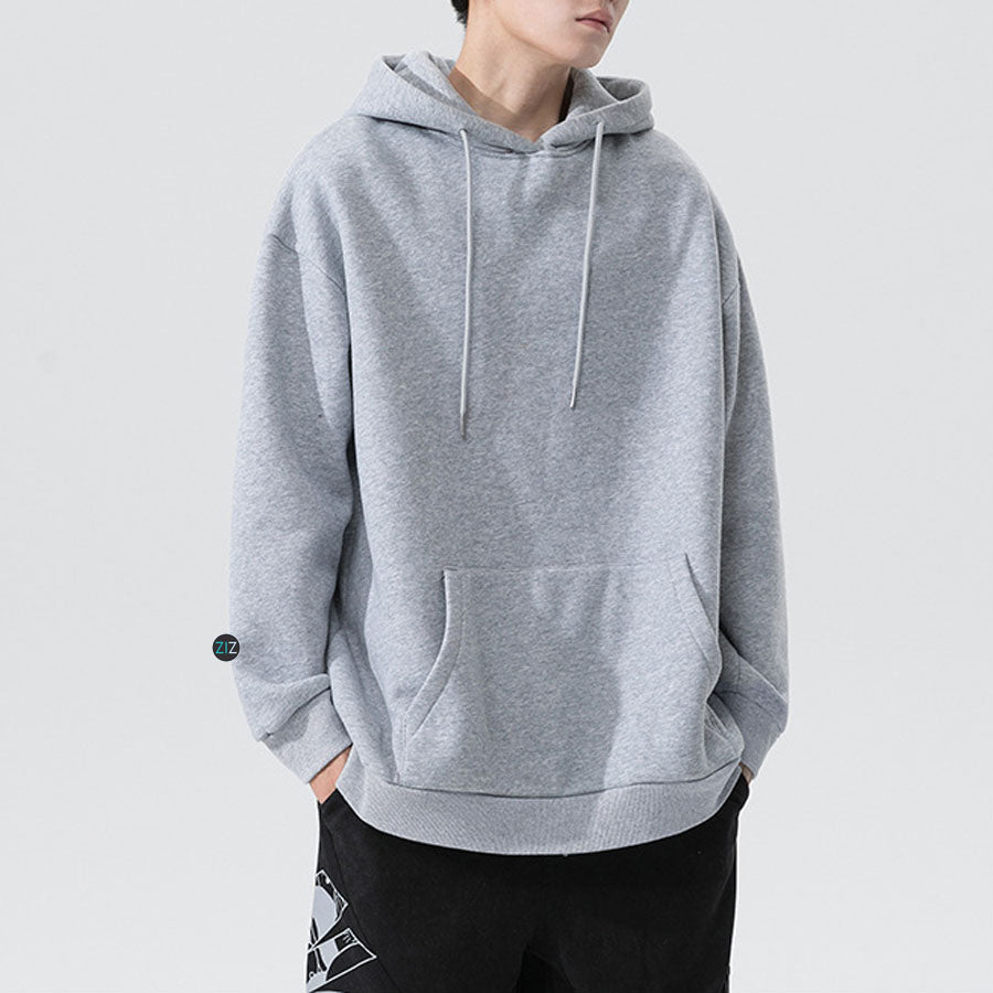 Áo Hoodie Nam Nữ trơn form rộng - Basic Casual Hoodie in Grey