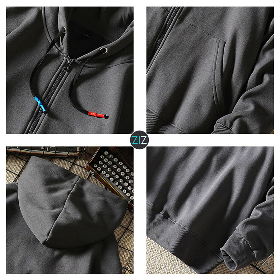 Áo khoác Hoodie Nam Nữ form rộng - Basic Oversize Zip-Up Hoodie in Black