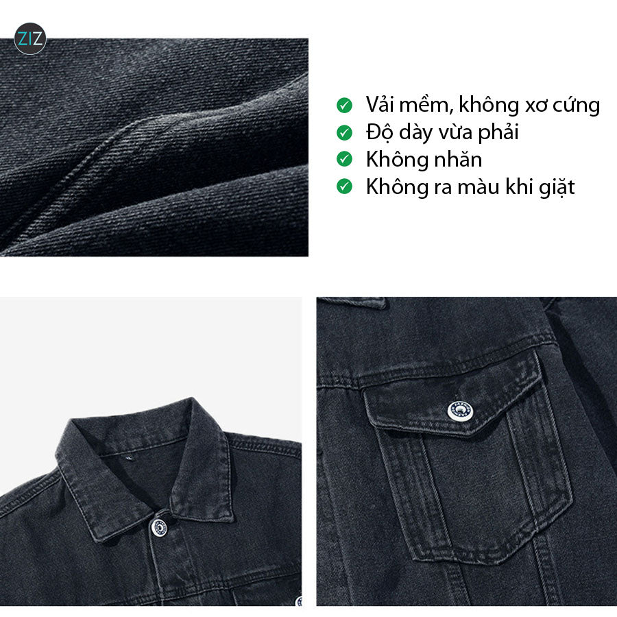 Áo khoác Jean Nam Nữ cao cấp form rộng - Modern Lifestyle Jean Jacket in Black