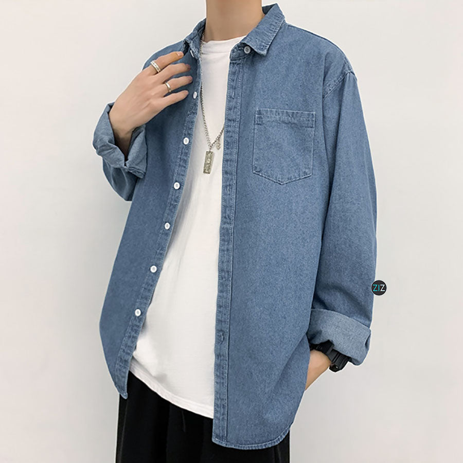 Áo Jean Nam Nữ form rộng - Denim Shirt Jacket in Blue