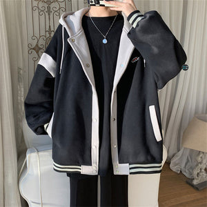 Áo khoác Nam Nữ đẹp, thiết kế varsity đen phối trắng, phong cách trẻ trung cá tính, giữ ấm tốt với chất liệu vải nỉ mềm mại