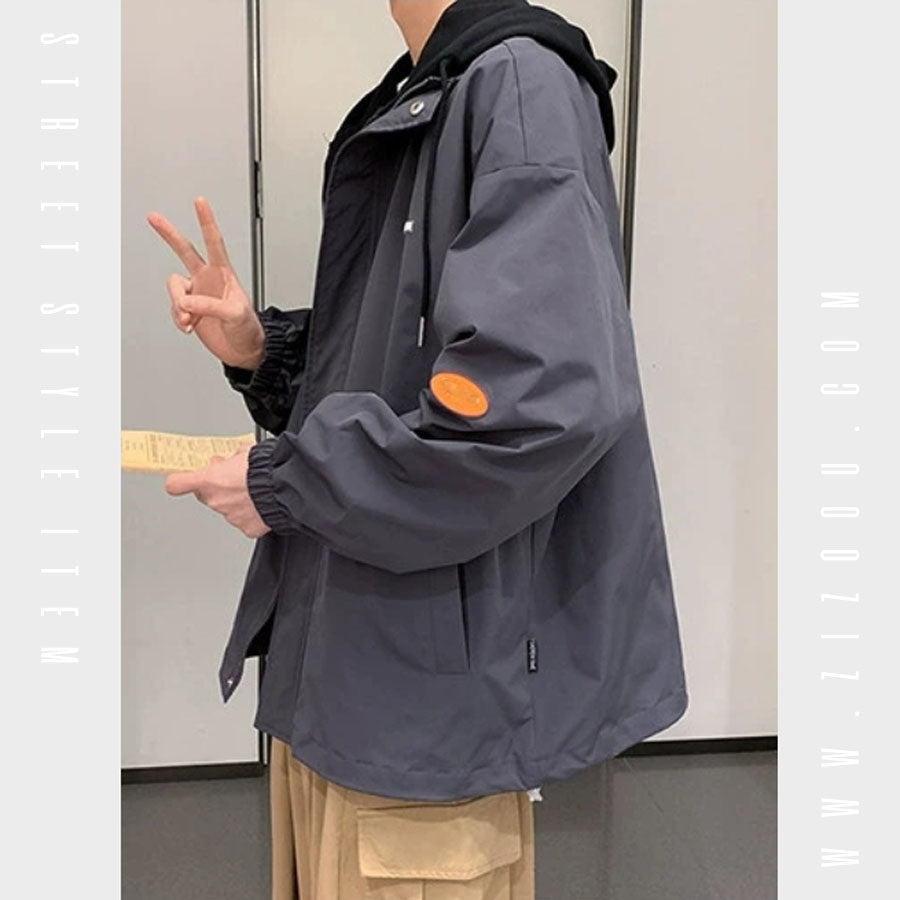 Áo khoác jacket với dây khóa kéo và nút bấm, vải dù bền bỉ mềm mại thoáng mát, lý tưởng mặc quanh năm đi học đi làm dạo phố
