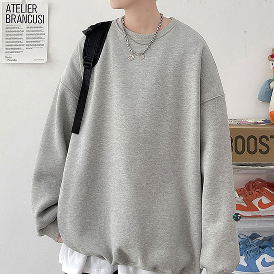 Áo Sweater Form Rộng Trơn Nam Nữ Unisex Đẹp Xám – Zizoou Store - Streetwear