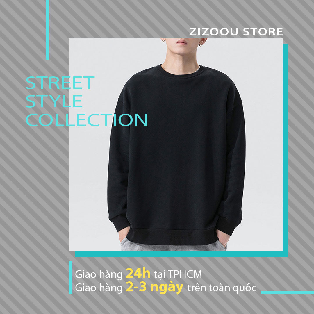 Áo sweatshirt xám, kiểu dáng basic trơn, mang phong cách năng động và thể thao, thoải mái khi đi dạo, đi học, tập luyện