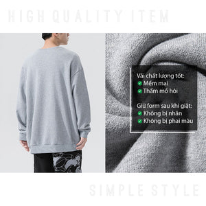 Áo sweater xám form rộng, chất liệu nỉ da cá mềm mại, mang đến cảm giác thoải mái và dễ chịu cho mọi hoạt động hàng ngày