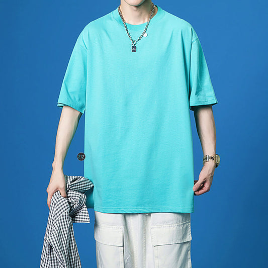 Áo thun rộng Nam Nữ trơn đẹp - Basic Oversized Tee in Cyan