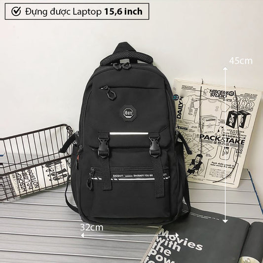 Balo chất Nam Nữ thời trang, Balo cá tính, chống sốc, chống nước - City StreetStyle Backpack V2 in Black