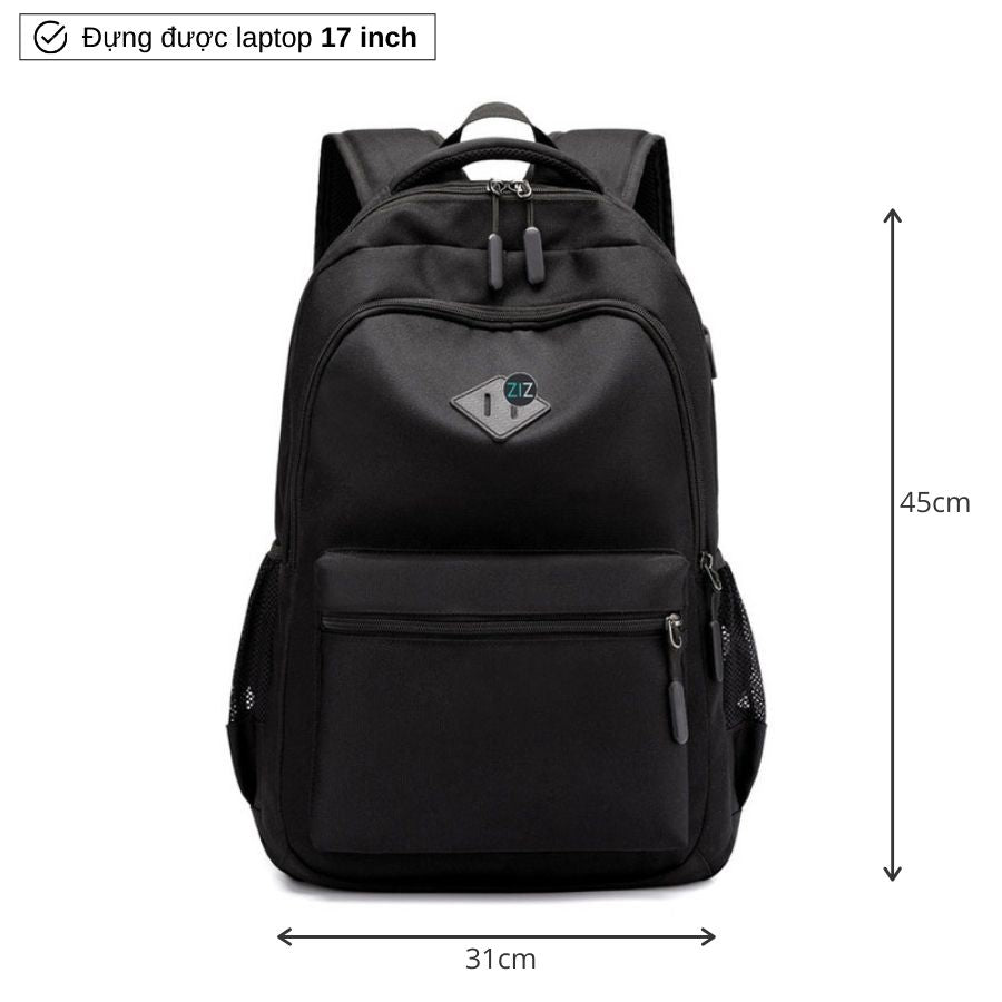 Balo basic Nam Nữ du lịch đi học đi làm, chống nước, chống sốc - Plain Multi-Section Zip Backpack - ZiZoou Store - Streetwear