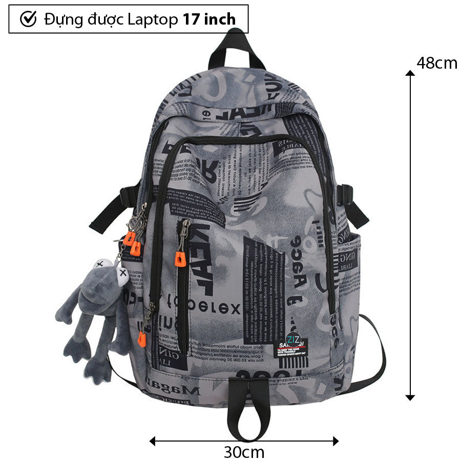 Balo Nam Nữ du lịch đi học, chống nước, chống sốc - Custom Static City Zone Backpack in Grey