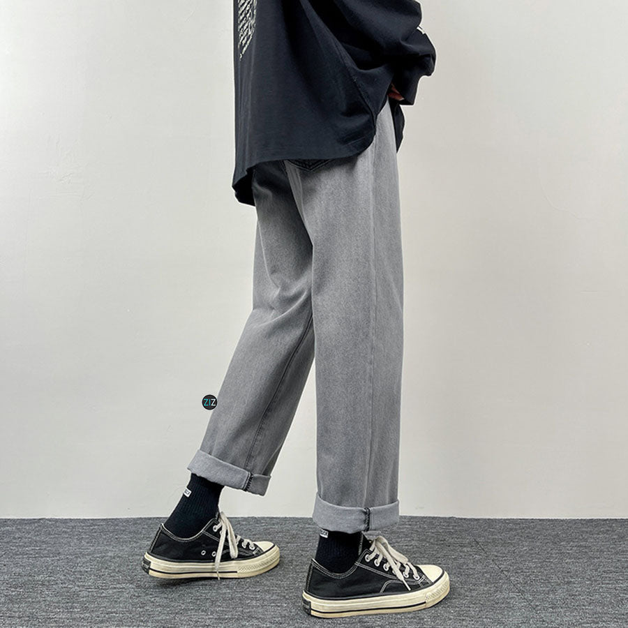 Quần Baggy Nam Nữ Jean xám ống rộng, vải denim cao cấp bền bỉ, dễ phối đồ với áo thun , áo sweater và giày thể thao sneaker