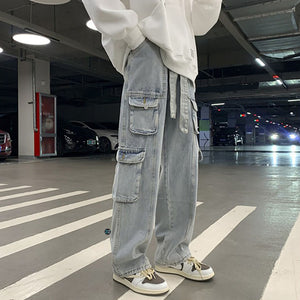 Quần túi hộp Nam Nữ ống rộng phong cách streetwear, vải jean denim bền bỉ, phù hợp mặc đi học, đi chơi, dạo phố hoặc đi làm