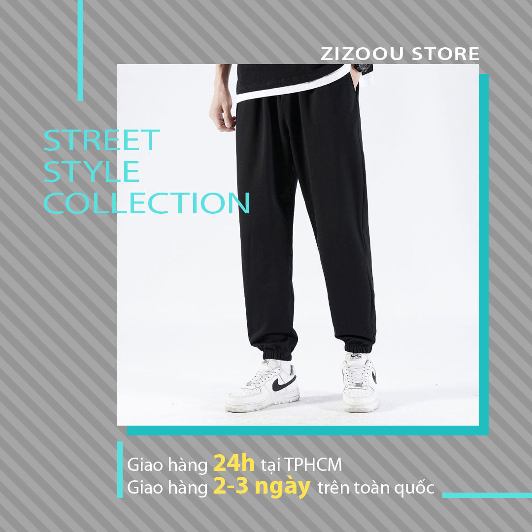 Quần Jogger Nam Nữ trơn ống rộng - Basic Casual Jogger in Black - V2