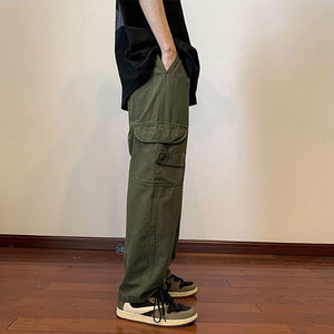 Quần Baggy Kaki Nam Nữ túi hộp phong cách streetwear, màu xanh quân đội, dáng rộng form suông, chất vải cao cấp thoáng mát