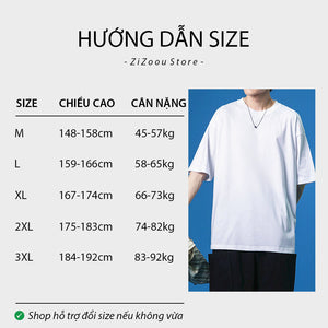 Bảng size áo phông unisex màu trắng, dáng rộng, chất liệu vải thoáng mát, phù hợp với mọi hoạt động hàng ngày, dễ phối đồ