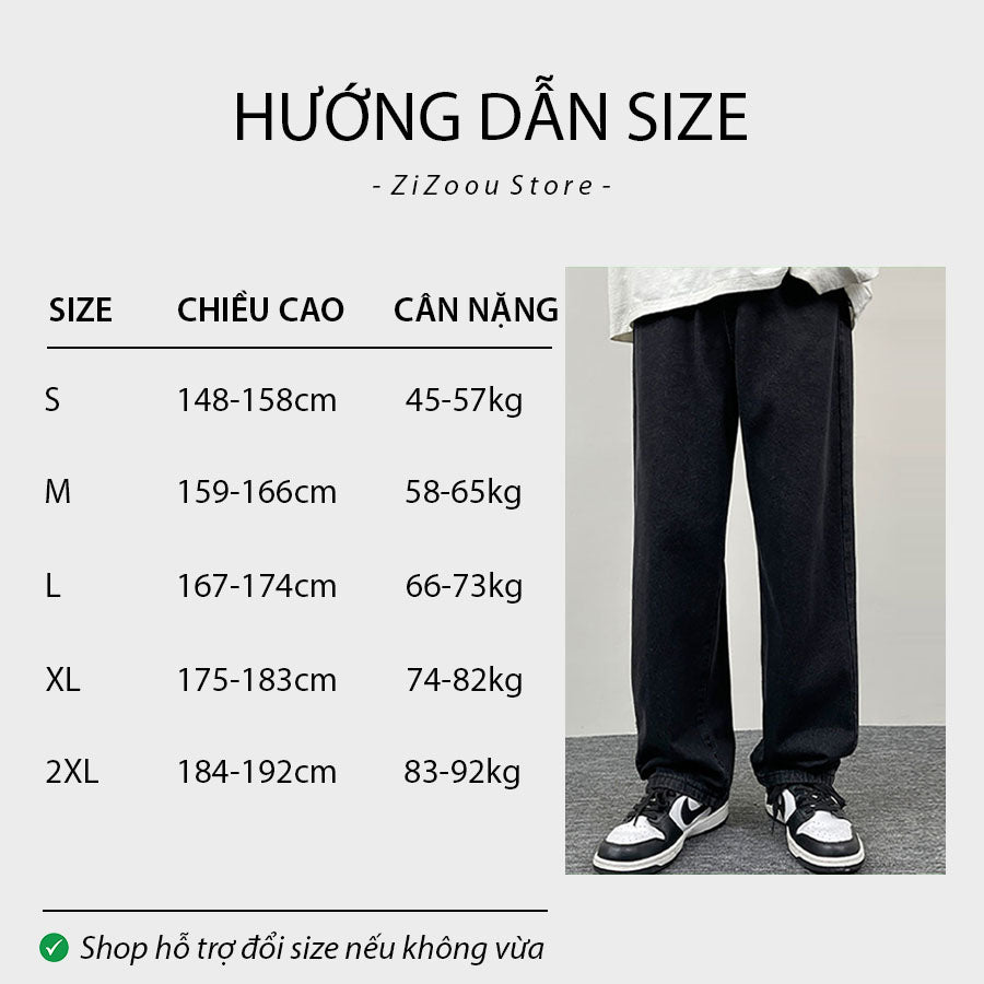 Quần Baggy Jeans Nam Nữ ống rộng đẹp - Basic Retro Baggy Jeans in Black