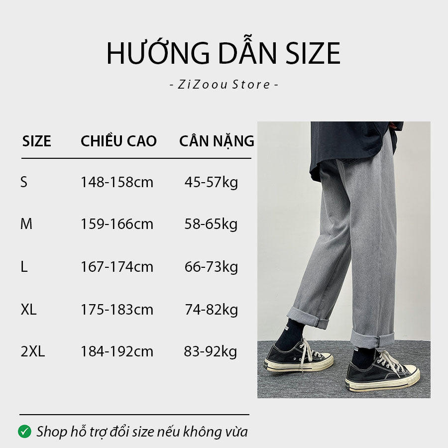 Quần Baggy Jeans Nam Nữ ống rộng đẹp - Basic Retro Baggy Jeans in Grey