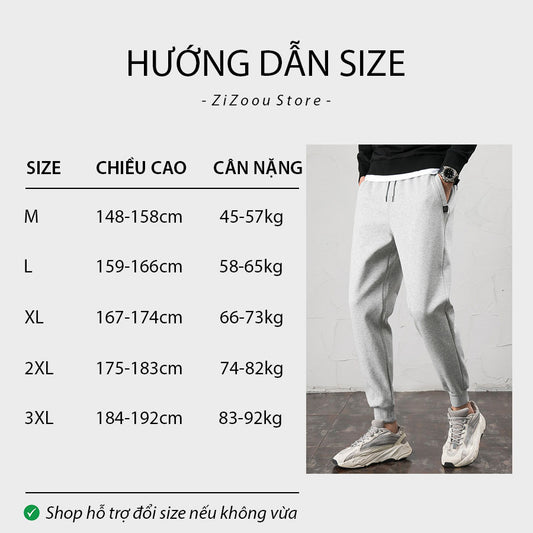 Quần Jogger Nam Nữ trơn - Sporty Medium Fit Jogger in Light Grey